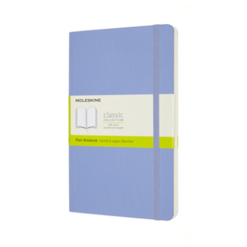 Moleskine Classic Notebook, Large, Plain, Hydrangea Blue, Soft Cover